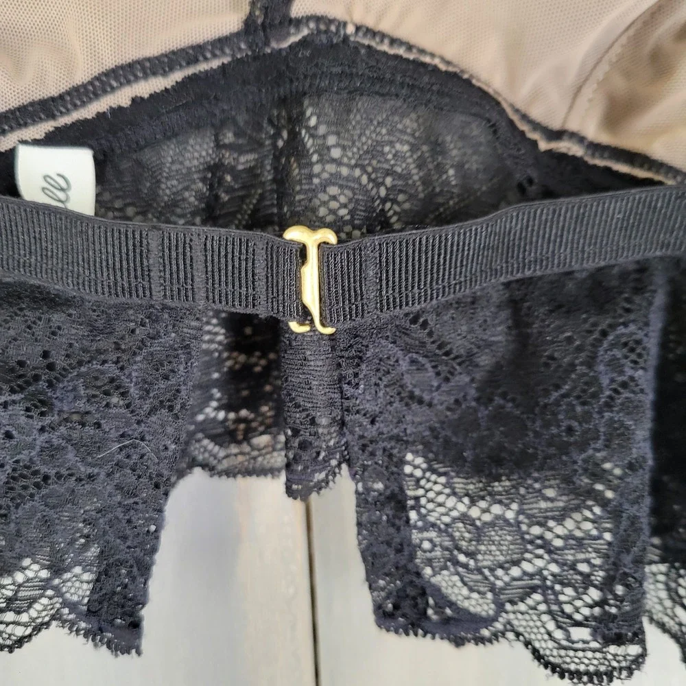Madewell Lace Bralette Women Small Black‎ Nude Excellent Triangle Mesh Lined